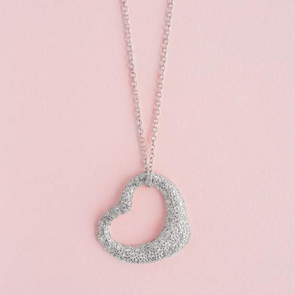 Heart Gemstone Necklace, 925 Sterling Silver Charmed Aroma Love Story